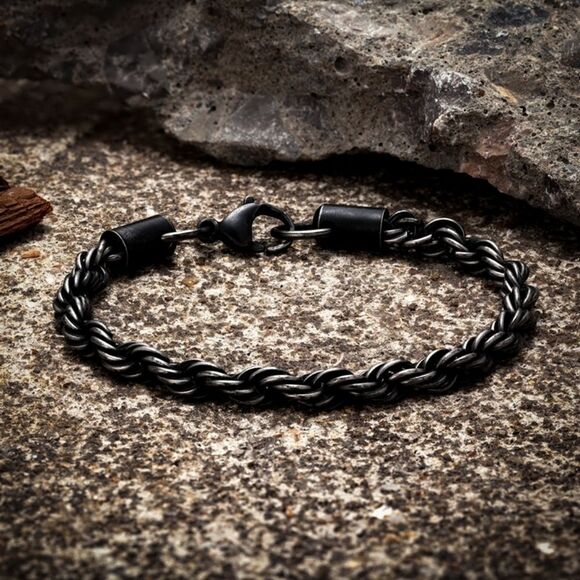 primobling Other - Vintage Black Stainless Steel Thick Rope Bracelet